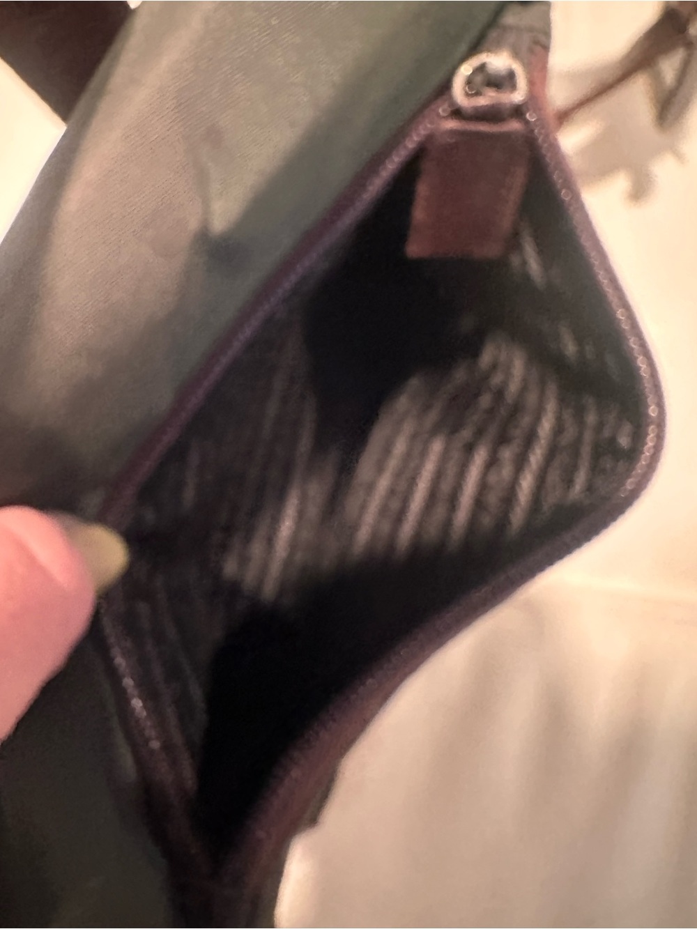 Prada Brown Leather & Green Nylon Messenger Bag - Picture 3 of 7